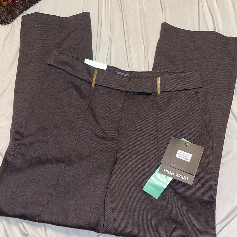 NWT Brown Marc New York High Waist Trouser Leg Pants